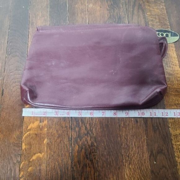 Nwt Deadstock Vintage 80s Burgundy Foldover Large Clutch Purse - Picture 4 of 13